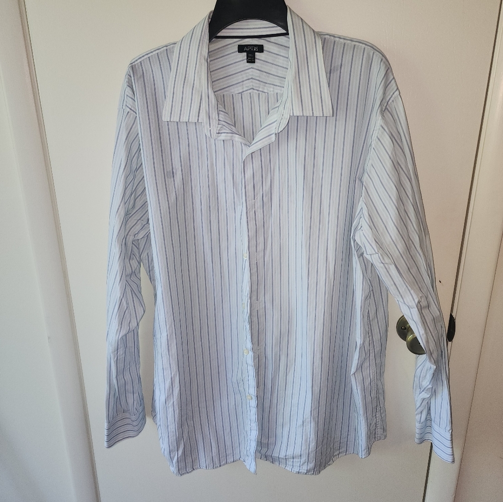Apt 9 blue and aqua pinstripe button up